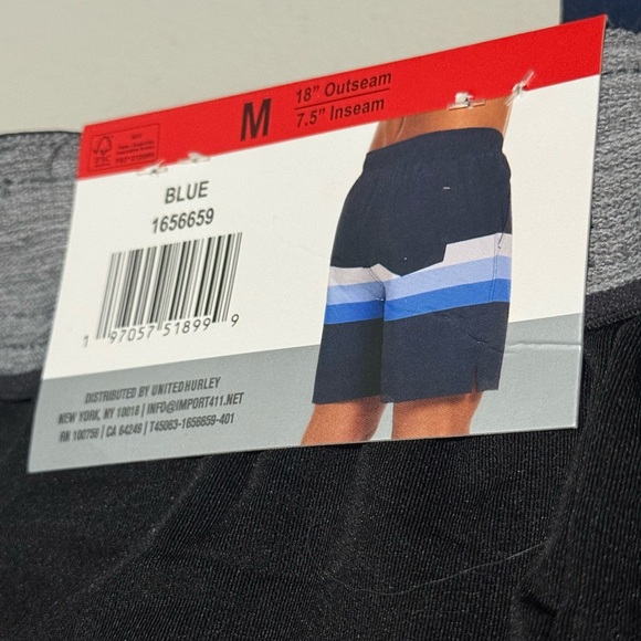 Hurley Men's Swim Shorts, Stretch, UPF Protection, Blue, Size Medium - Picture 4 of 5